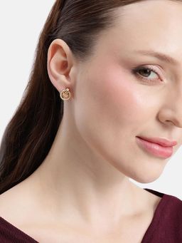 Carlton London - 18Kt Gold Plated Circular Stud Earrings