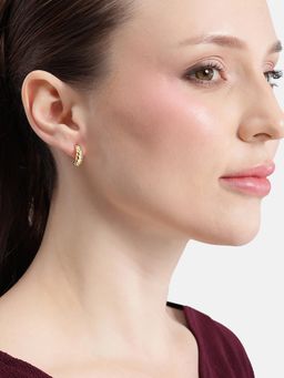 Carlton London - 18Kt Gold Plated Geometric Half Hoop Earrings