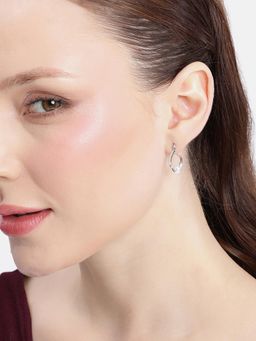 Carlton London - Rhodium Plated Pearl Contemporary Hoop Earrings