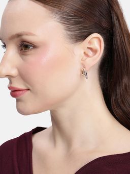 Carlton London - Two Toned Plated Sculpted Half Hoop Earrings