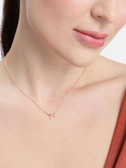 Carlton London - 18Kt Rose Gold Plated Bow Pendant And Chain