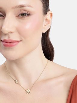 Carlton London - 18Kt Gold Plated Floral Minimal Necklace