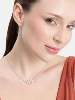 Carlton London - Rhodium Plated Dainty Floral Necklace