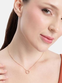 Carlton London - 18Kt Rose Gold Plated Twisted Halo Pendant Necklace
