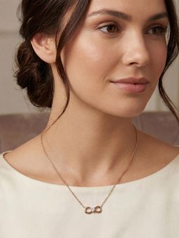 Carlton London - 18Kt Rose Gold Plated Cz Infinity And Heart Necklace