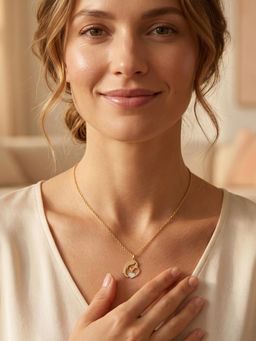 Carlton London - 18Kt Gold-Plated Enamel Mom And Child Silhouette Pendant Necklace