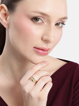 Carlton London - 18Kt Gold Plated Criss Cross Multi Layered Adjustable Ring
