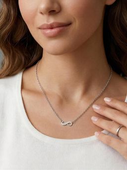 Carlton London - 925 Sterling Silver Rhodium Plated Infinity “I Love You” Mom Necklace
