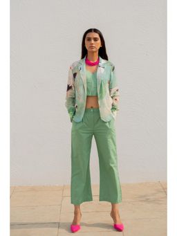 Silai Studio - Oriental Cranes Jacket With Bustier and Pant (Set of 3)