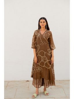 Silai Studio - Rosewood Bandhani Kurta with Inner (Set of 2)