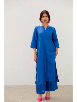 Silai Studio - Sapphire Linen Kurta with Palazzo (Set of 2)
