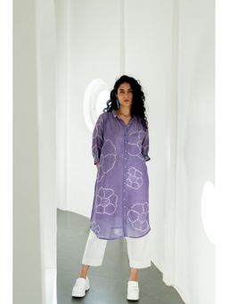 Silai Studio - Periwinkle Bandhej Kurta With White Pant and Inner (Set of 3)