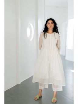 Silai Studio - Dewy Mist Pleated Kurta with Palazzo and Inner (Set of 3)