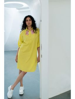 Silai Studio - Yellow Pink Embroidered Dress