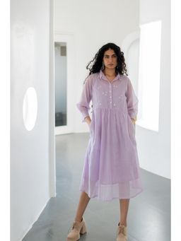 Silai Studio - Pale Periwinkle Chanderi Dress