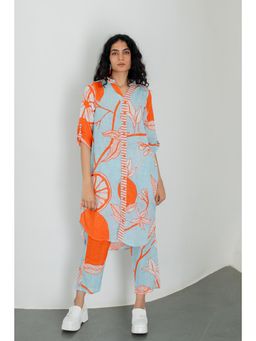 Silai Studio - Mandarin Print Cotton Kurta with Pant (Set of 2)