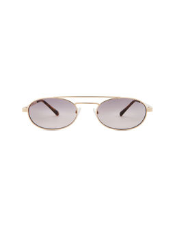 Banbe - Women's Metal Oval Sunglasses Gold Smoke