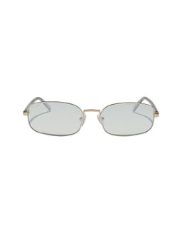 DIFF EYEWEAR - Rachael Kirkconnell Women's Metal Rectangle Sunglasses Silver & Gold