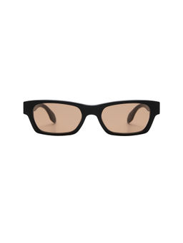 Elisa Johnson - Alix Women's Acetate Rectangle Sunglasses Gloss Black/Amber