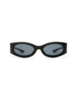 Le Specs - Glaciem Women's Acetate Oval Sunglasses Black & Smoke