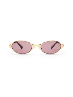 Le Specs - Frostbite Women's Metal Oval Sunglasses Bright Gold & Smokey Brown
