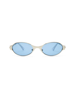 Le Specs - Frostbite Women's Tinted Lenses Oval Sunglasses Silver & Blue