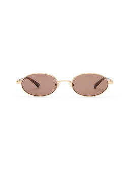 Le Specs - Icicle Women's Lightweight Oval Sunglasses Bright Gold & Brown