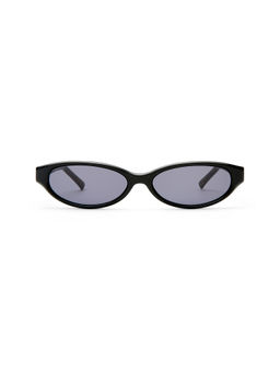 Luv Lou - Petra Women's Smoke Lens Oval Sunglasses Black