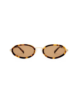 Luv Lou - Sage Women's Oval Acetate Sunglasses Crystal Tort & Chocolate