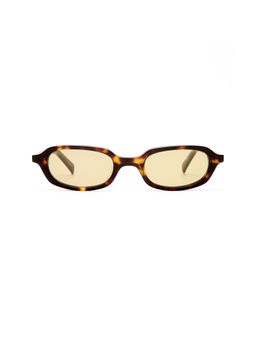 Luv Lou - Women'S Acetate Oval Sunglasses Crystal Tort Mustard Tint