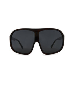 Lexxola - Women's Oversized Acetate Shield Sunglasses Burnt Tort & Black