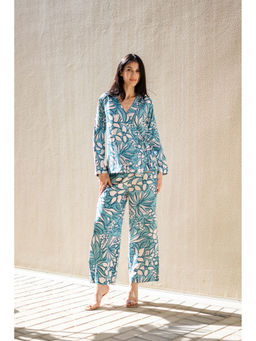 SAY - Women Blue Printed Night Suit (Set of 2)