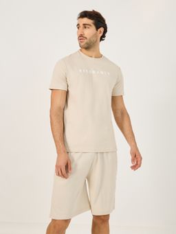 Styli - Grey Cotton Blend Solid T-Shirt with Shorts