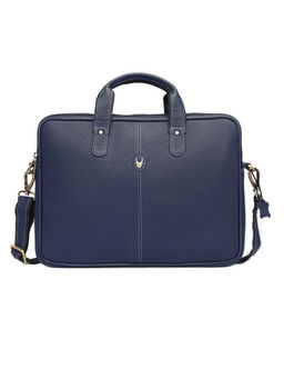 WILDHORN - Blue Leather Laptop Messenger Bag for Men| Padded Laptop Compartment |Office Bag