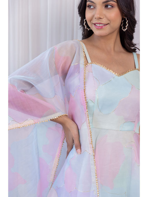 open lace back dress Beautiful Multi Colour Organza Casual Anarkali Suit – urban-trend.co.in main image 0