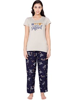 Bodycare - Womens Modal Spandex Printed T-Shirt & Pyjama BSLS15004 Grey (Set of 2)