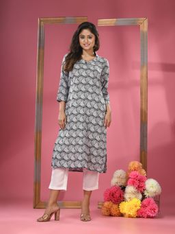 CHARUKRITI - Black Printed Crepe Kurta