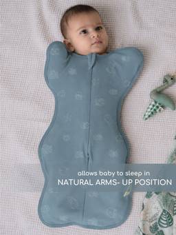 Cocoon Care - Bamboo Cotton Printed Swaddle Sleeping Pod for Infant - Blue