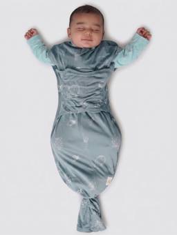 Cocoon Care - Bamboo knit Printed SNUGZIE Sleep Sack 3 Arms Positions Baby - Blue