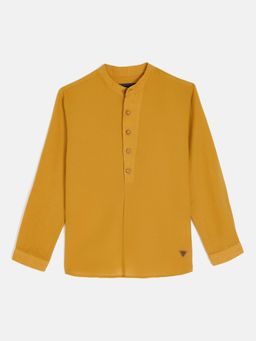 Blue Giraffe - Boys Mustard Band Collar Full Sleeves Shirt
