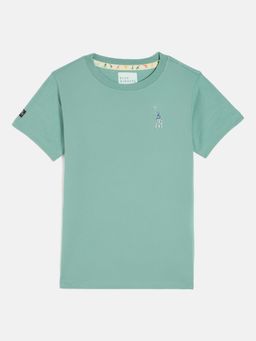 Blue Giraffe - Boys Green Round Neck Half Sleeves T-Shirt