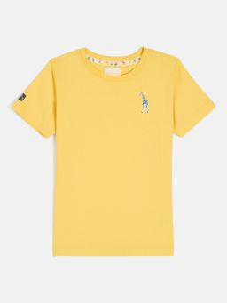 Blue Giraffe - Boys Yellow Round Neck Half Sleeves T-Shirt