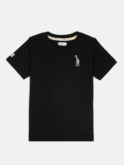 Blue Giraffe - Boys Black Round Neck Half Sleeves T-Shirt