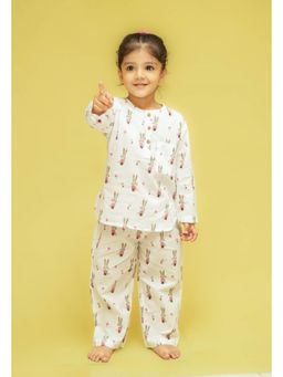 Klephant - Girls Full Sleeve Cotton Rabbit Print Night Suit (Set of 2)