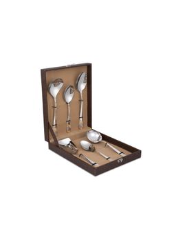 FNS - Imperio Stainless Steel 24 Karat Gold Plated Serving Spoon With Leatherette Box
