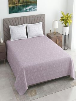 Threadwear - Floral 400TC Cotton Purple Flat Bedsheet With 2 Pillow Covers