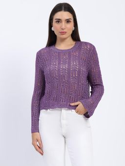 Madame - Purple Open-Knit Top