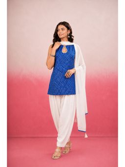 DEASHA INDIA - Women's Blue Kota Solid Kurti with Farshi Pant & Dupatta