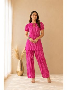 DEASHA INDIA - Women's Pink Cotton Printed Kurta and Farshi Pant