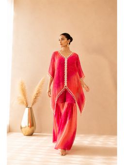DEASHA INDIA - Women's Pink Chiffon Printed Kurta and Pant